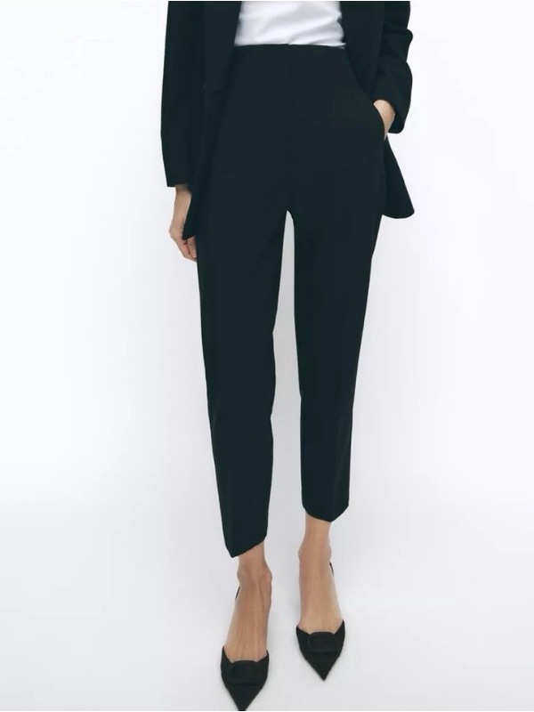 Navy Tailored Cropped Trouser